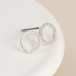 Silver plated pave crystal hoop stud earrings 4466