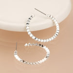 Silver plated concertina hoop earrings 4490