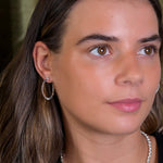 Silver plated concertina hoop earrings 4490