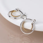 Mixed finish double hoop earrings 4543