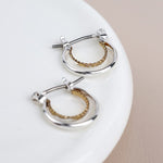 Mixed finish double hoop earrings 4543