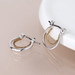 Mixed finish double hoop earrings 4543