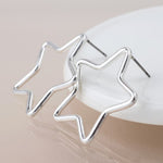 Silver plated worn open star earrings 4550