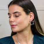 Silver plated worn open star earrings 4550