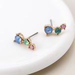 Golden triple pastel mix crystal ear climbers 4565