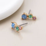 Golden triple pastel mix crystal ear climbers 4565