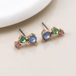 Golden triple pastel mix crystal ear climbers 4565