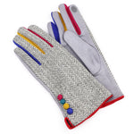 Pale tweed and multi contrast gloves 90314