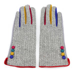 Pale tweed and multi contrast gloves 90314