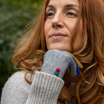 Pale tweed and multi contrast gloves 90314