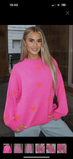 Bright Pink Heart Jumper