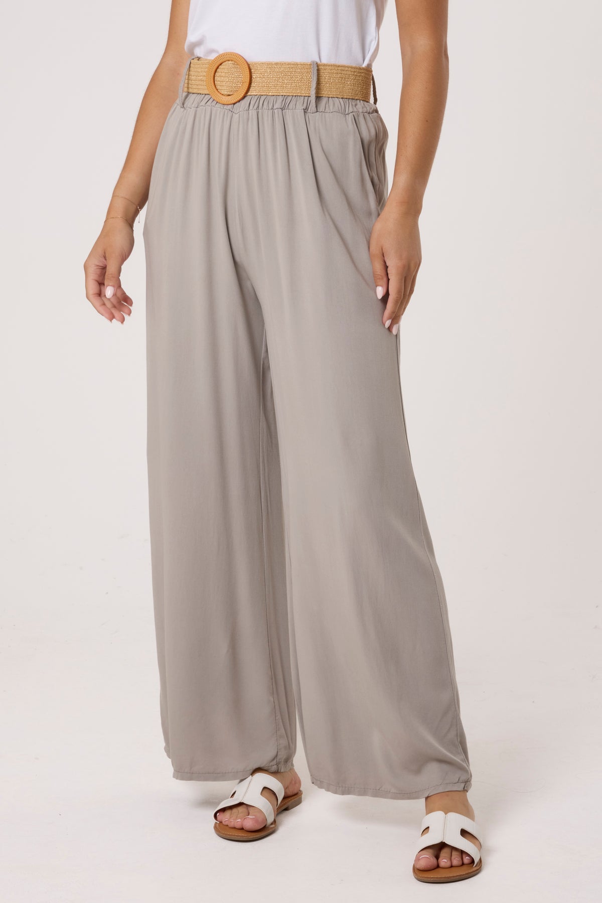 BELTED SOFT TOUCH WIDE LEG TROUSER