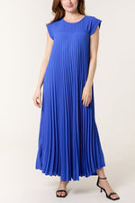Cap Sleeve Pleated Maxi Dresso