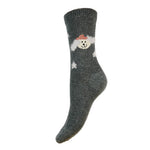 DOG WITH FLUFFY EARS FINE KNIT WOOL BLEND SOCKS