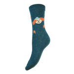 DOG WITH FLUFFY EARS FINE KNIT WOOL BLEND SOCKS