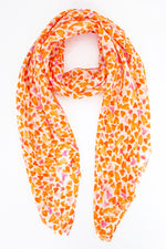 Sketched Love Heart Print Scarf in Orange