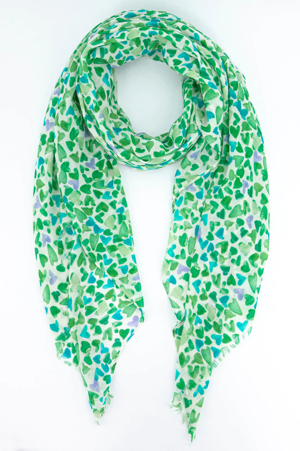Sketched Love Heart Print Scarf in Green