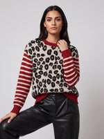 Leopard Stripe Sleeve Jumper