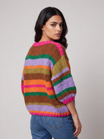 Colourful Stripe Puff Sleeve Jumper