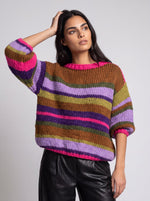 Colourful Stripe Puff Sleeve Jumper