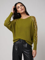 Sequin Shoulder Ribbed Jumper