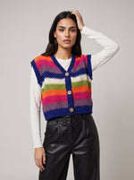 Rainbow Stripe Knitted Waistcoat