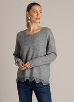 Unella Lace Trim Jumper – Mid Grey Melange