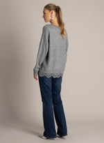 Unella Lace Trim Jumper – Mid Grey Melange