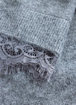 Unella Lace Trim Jumper – Mid Grey Melange