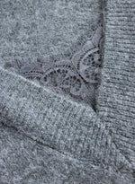 Unella Lace Trim Jumper – Mid Grey Melange