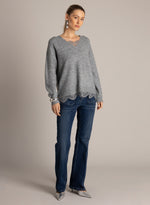 Unella Lace Trim Jumper – Mid Grey Melange