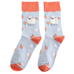 Miss Sparrow Sheep in Flower Meadow Socks – Blue or Green