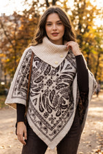 Bandana Print Knitted Poncho