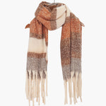 Blair Neutral Colour Block Stripe Heavyweight Scarf: One-size