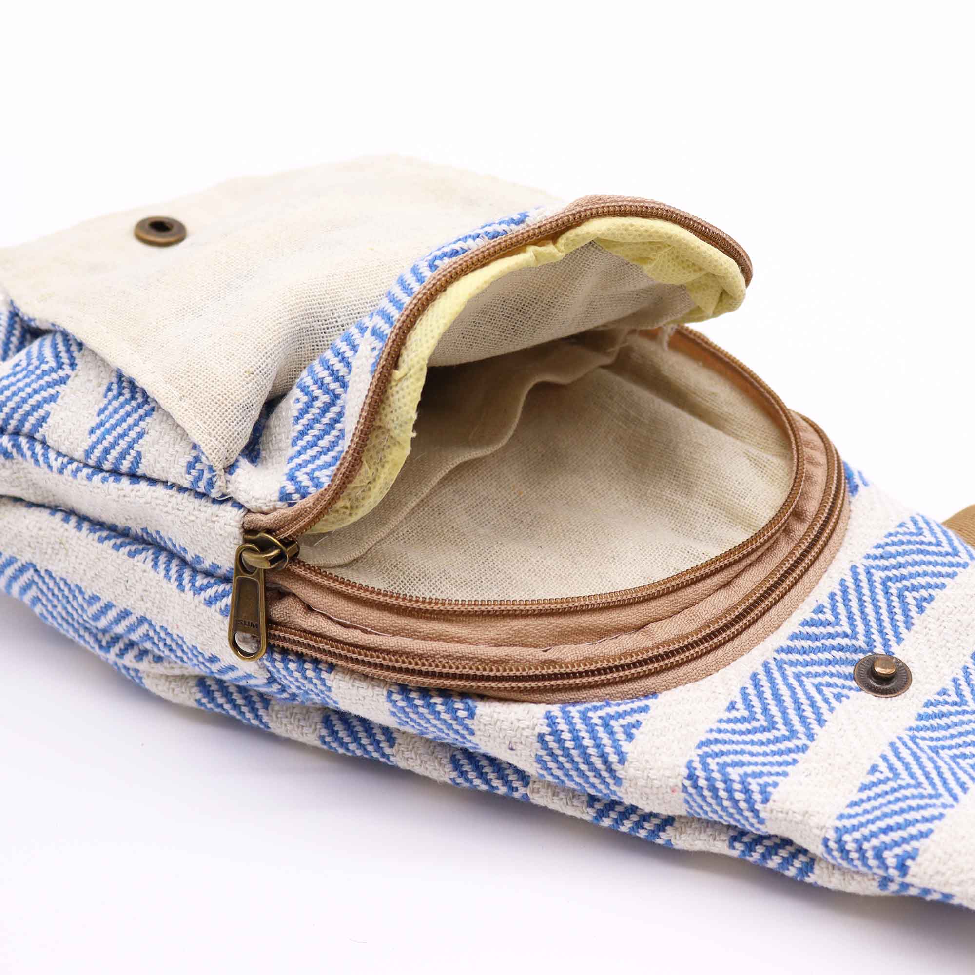 Natural Cotton Cross-Body Bags: Grey & White