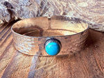 Hammered Silver Bracelet with Turquoise / Adjustable / Bohemian Jewellery / Ethnic Style / Rustic  / Boho / Gift for Her / Artisanal /