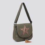 2254 Canvas Star Crossbody Bag: BLACK