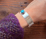 Hammered Silver Bracelet with Turquoise / Adjustable / Bohemian Jewellery / Ethnic Style / Rustic  / Boho / Gift for Her / Artisanal /
