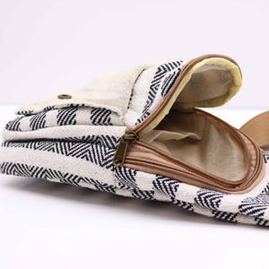 Natural Cotton Cross-Body Bags: Grey & White