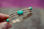 Hammered Brass Bracelet with Turquoise, Boho Bangle,