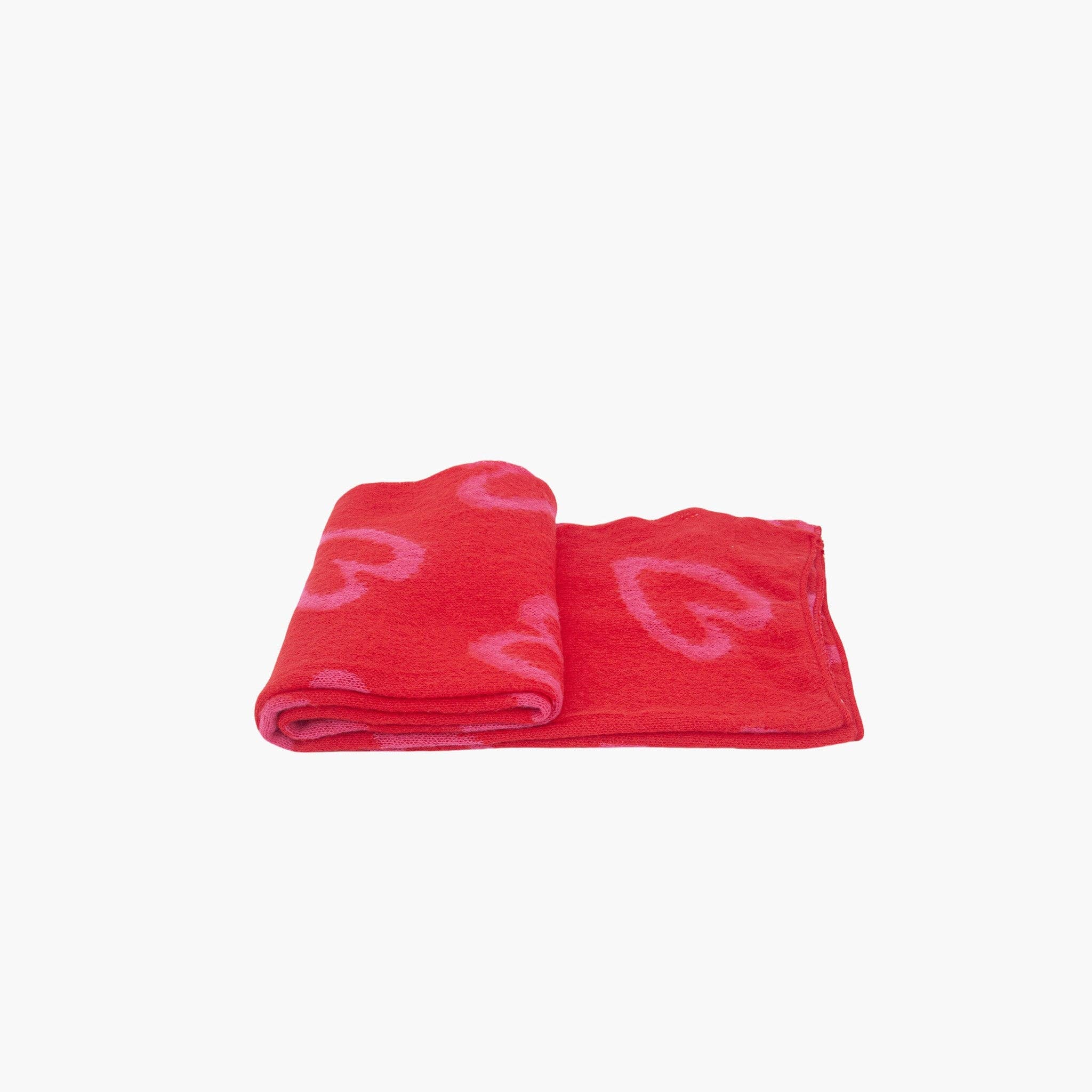 Zuri Red/Pink Sketched hearts Heavyweight Scarf: One-size