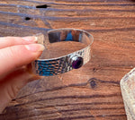 Hammered Silver Bracelet with Amethyst / Adjustable / Bohemian Jewellery / Ethnic Style / Rustic  / Boho / Gift for Her / Artisanal /