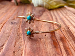 Turquoise Flower Boho Brass Bracelet