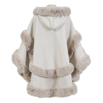 Poncho Cape with Plush Faux Fur Detailing PE378: Silver