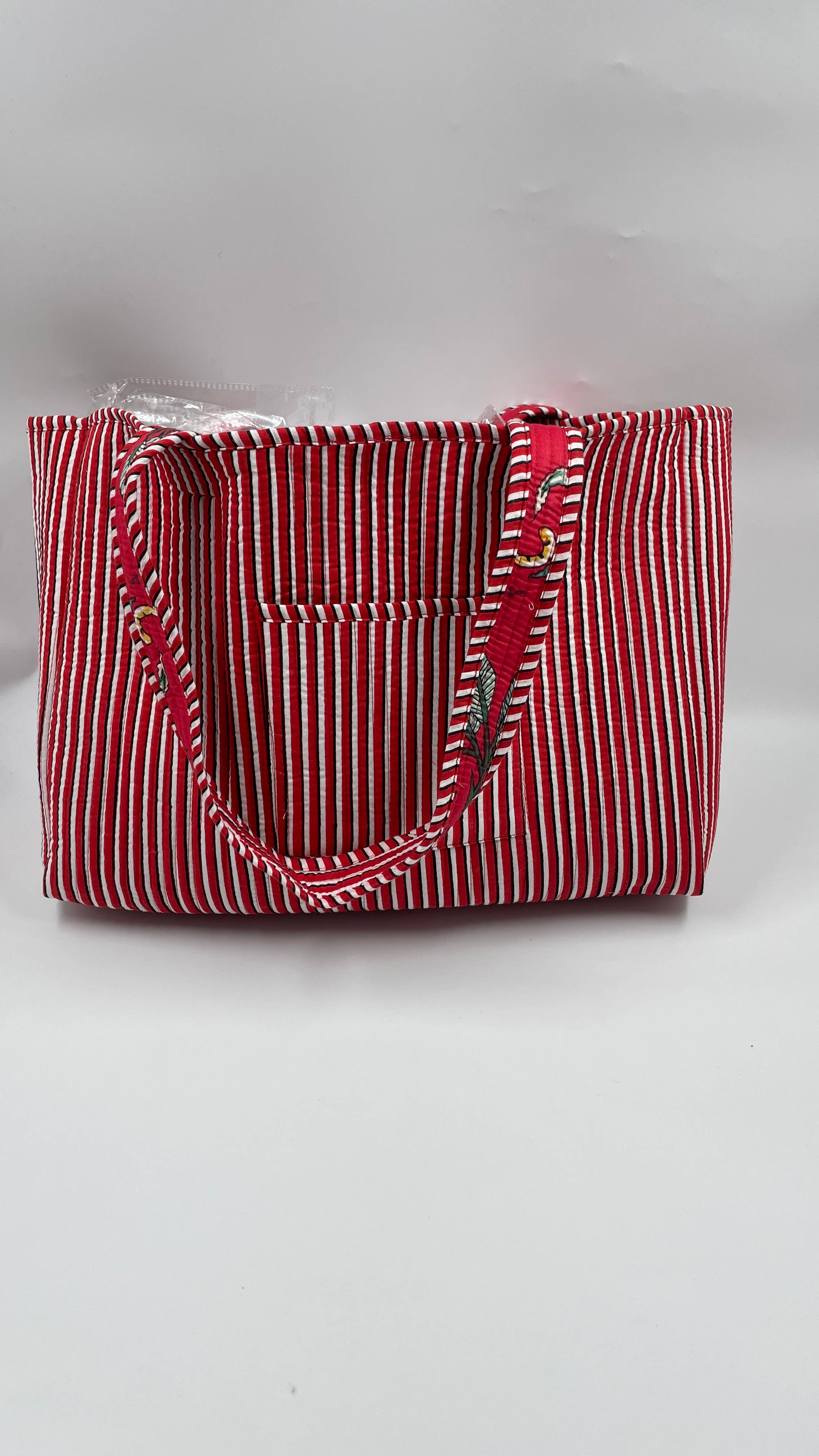 100% Cotton Kantha Quilted Boho Reversible Animal Red Tote Bag