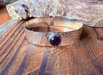 Hammered Silver Bracelet with Amethyst / Adjustable / Bohemian Jewellery / Ethnic Style / Rustic  / Boho / Gift for Her / Artisanal /