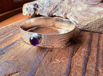 Hammered Silver Bracelet with Amethyst / Adjustable / Bohemian Jewellery / Ethnic Style / Rustic  / Boho / Gift for Her / Artisanal /