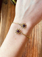 Lapis Lazuli Flower Boho Brass Bracelet