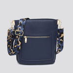 Faux Leather Crossbody Bag # 3320: NAVY
