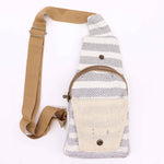 Natural Cotton Cross-Body Bags: Grey & White
